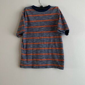 Boys T-shirt blue with orange stripes size 10-12